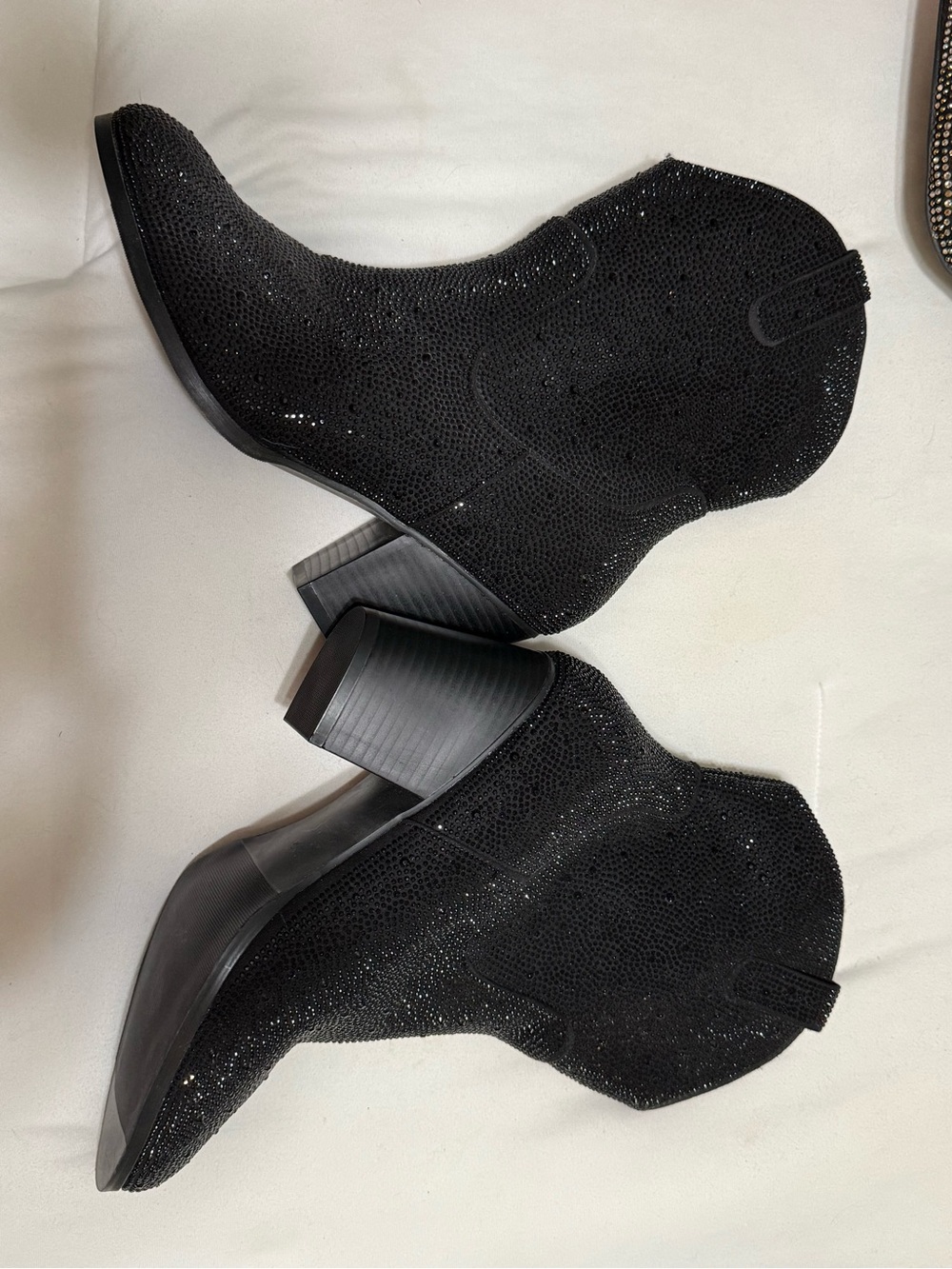 torrid Black Sparkle Ankle Booties with Block Heel